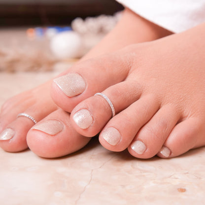 Double Band Pav̩ Sterling Silver Toe Rings