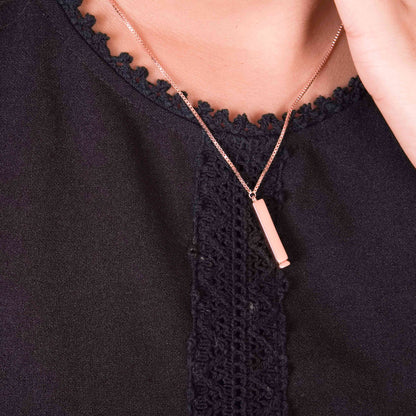 Rose Gold Bar  Silver Chain Pendant