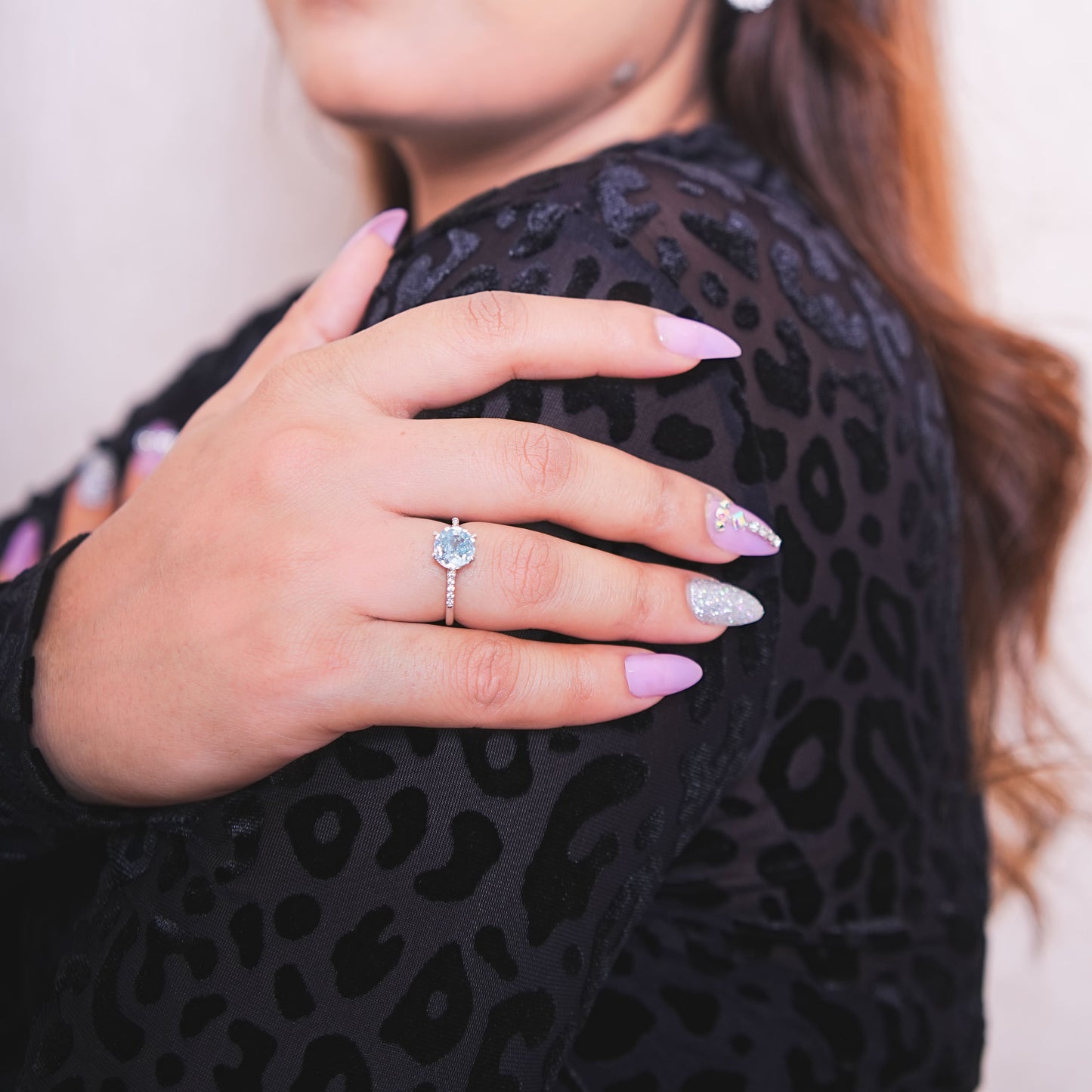 Ocean Blue Solitaire Silver Ring