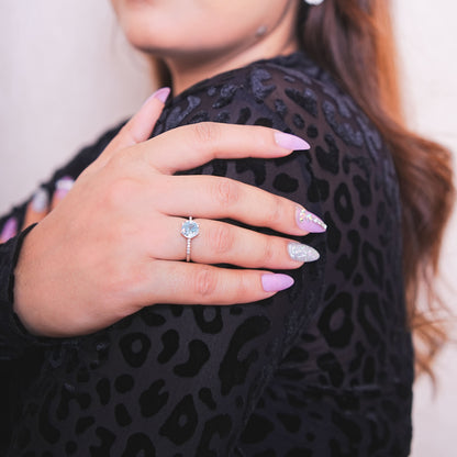 Ocean Blue Solitaire Silver Ring