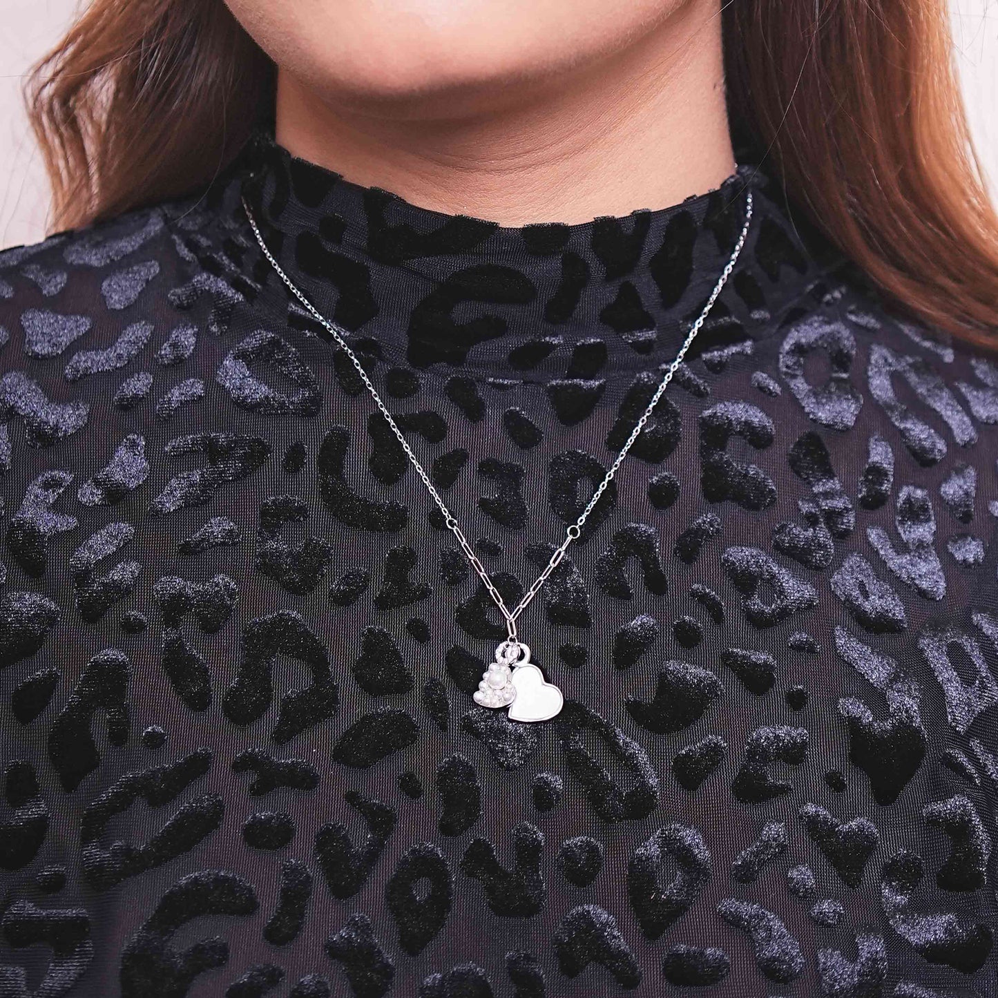 Duo Heart Silver Chain Pendant