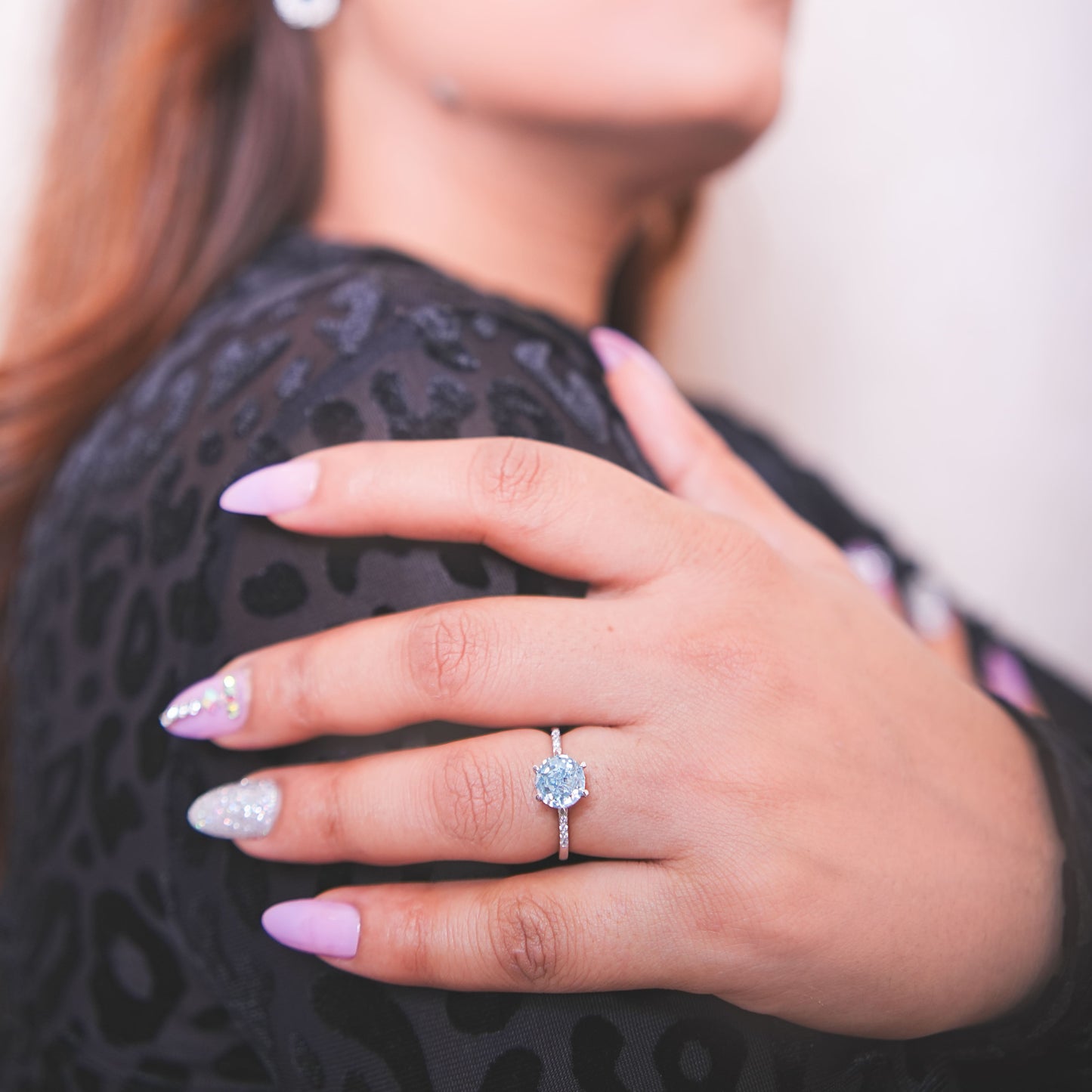 Ocean Blue Solitaire Silver Ring