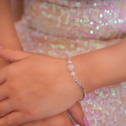 Floral Sparkle Silver Bracelet
