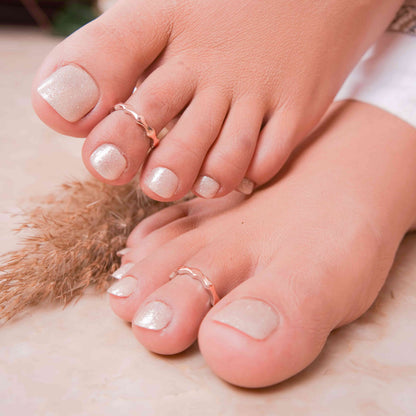 Two-Tone Wavy Sterling Silver Toe Rings