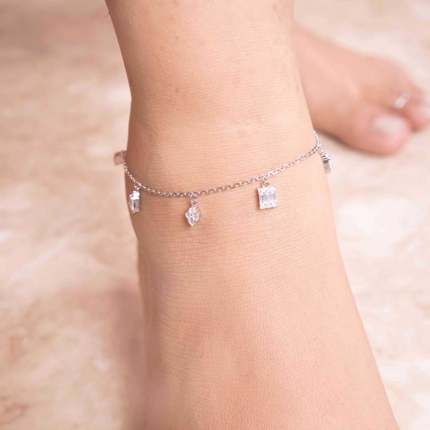 Dangling Dazzle Silver Payal