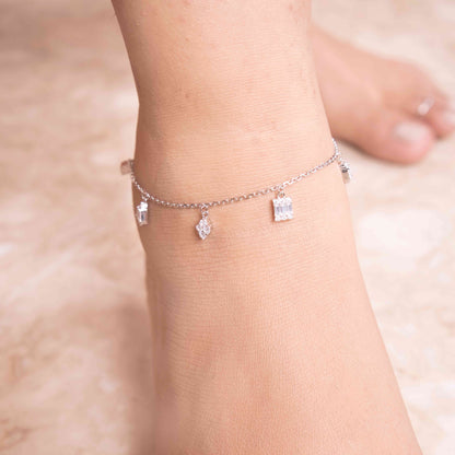 Dangling Dazzle Silver Payal