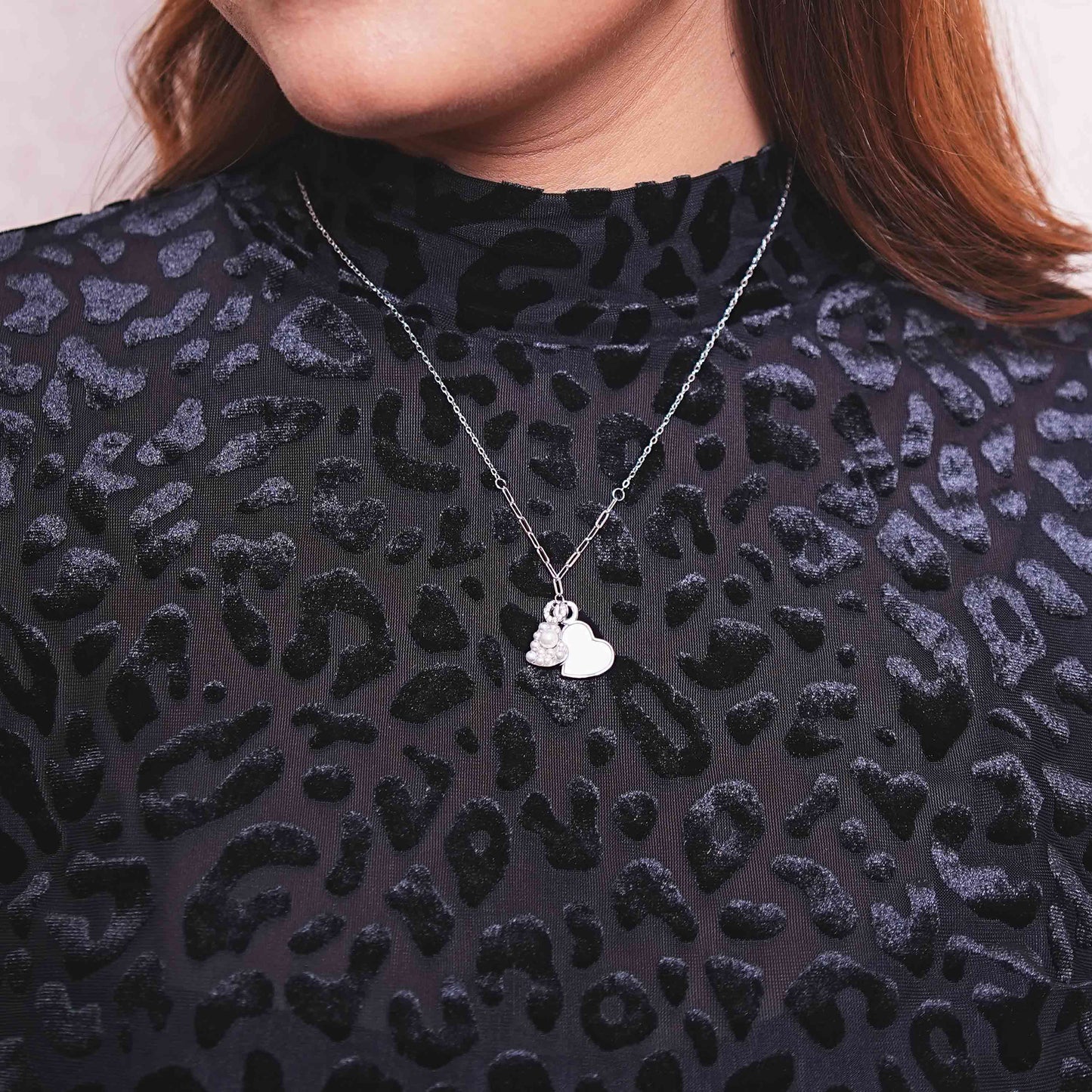 Duo Heart Silver Chain Pendant