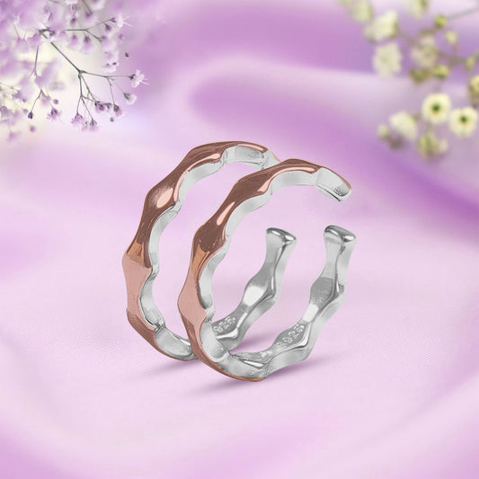 Two-Tone Wavy Sterling Silver Toe Rings