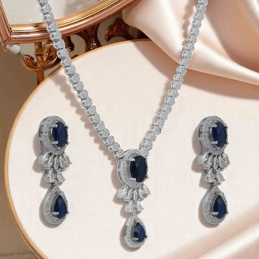 Aryna Regal Blue Embrace Silver Set