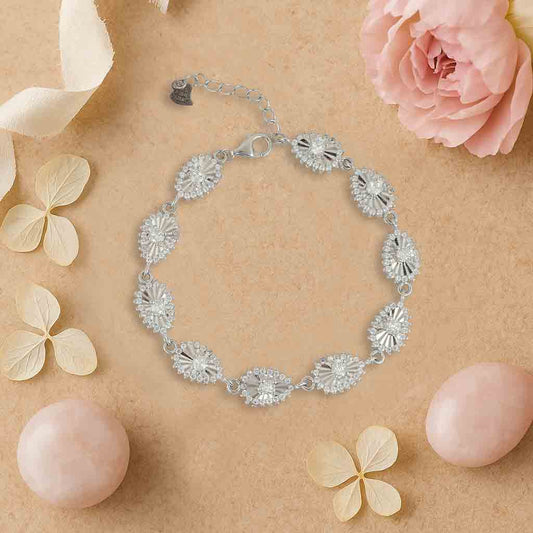 Aryna Floral Medallion Silver Bracelet