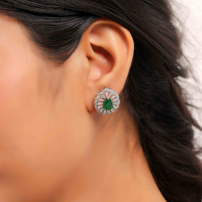 Aryna Veridian Sparkle Silver Earring