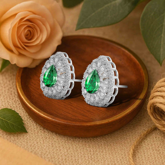 Aryna Veridian Sparkle Silver Earring