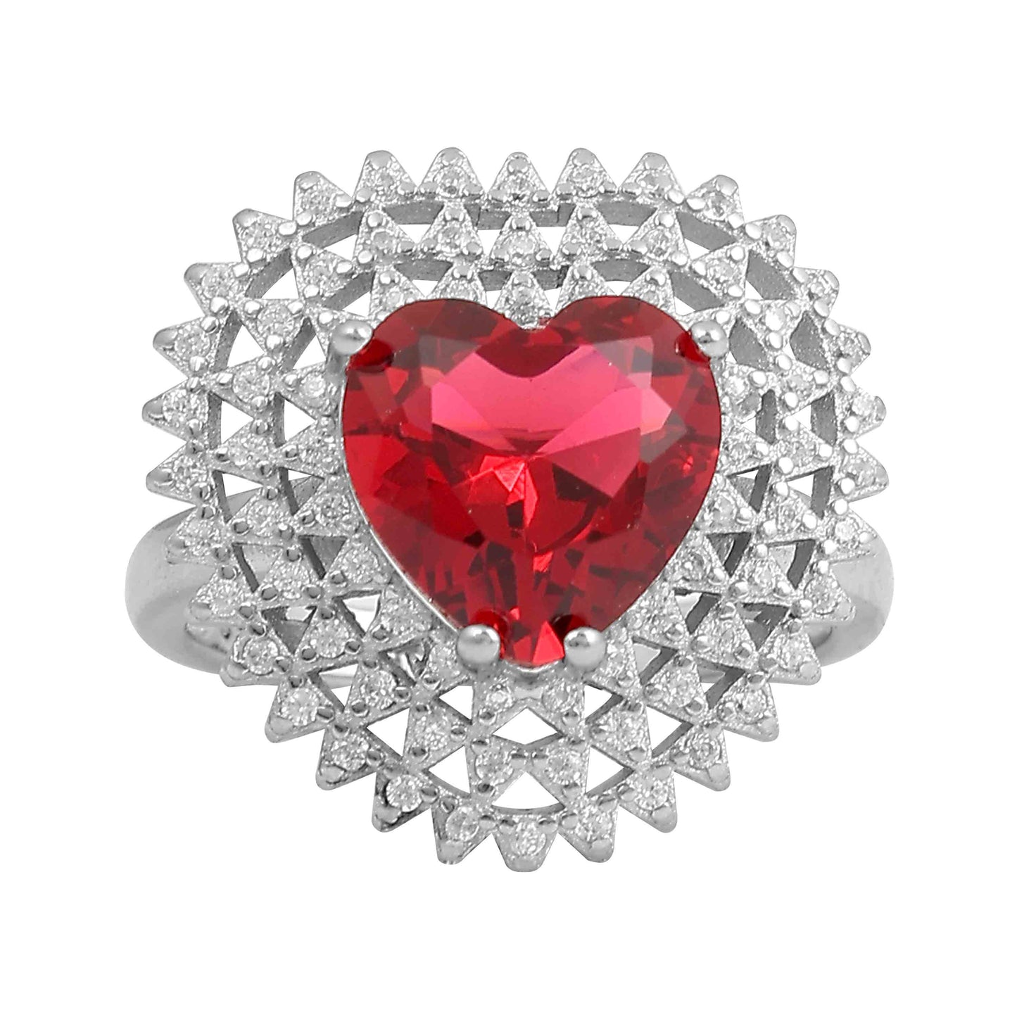 Aryna Geometric Heartburst Silver Ring