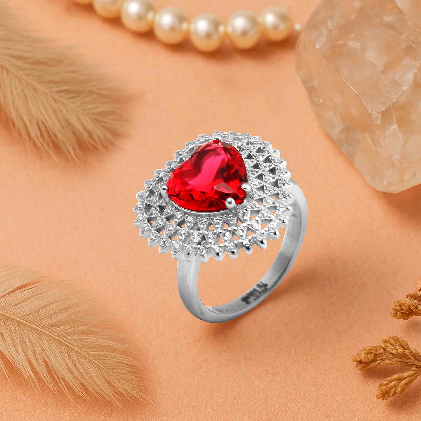 Aryna Geometric Heartburst Silver Ring