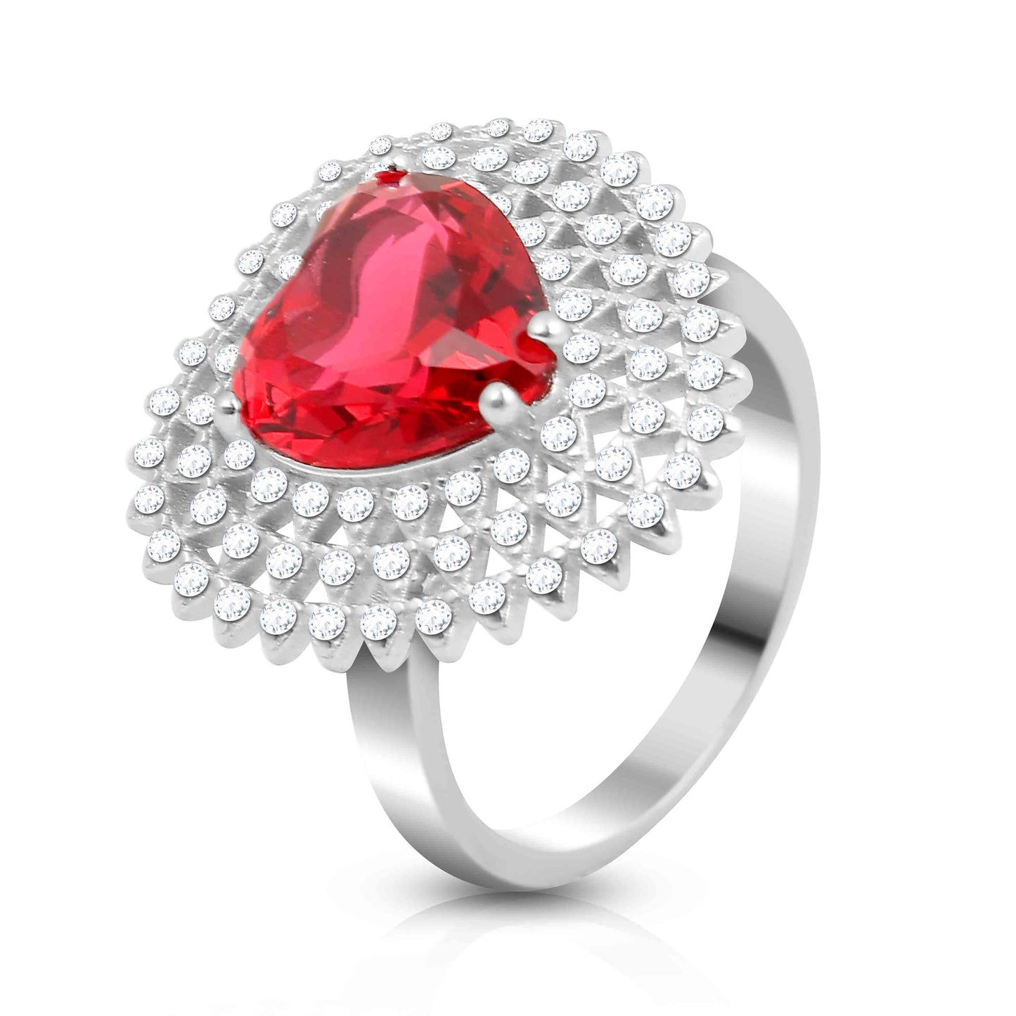 Aryna Geometric Heartburst Silver Ring