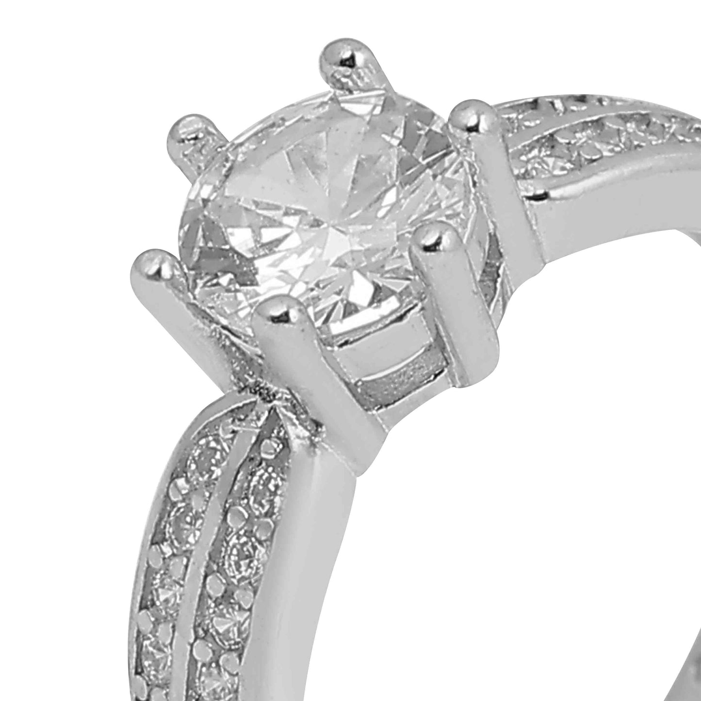 Aryna Classic Solitaire Sparkle Silver Ring