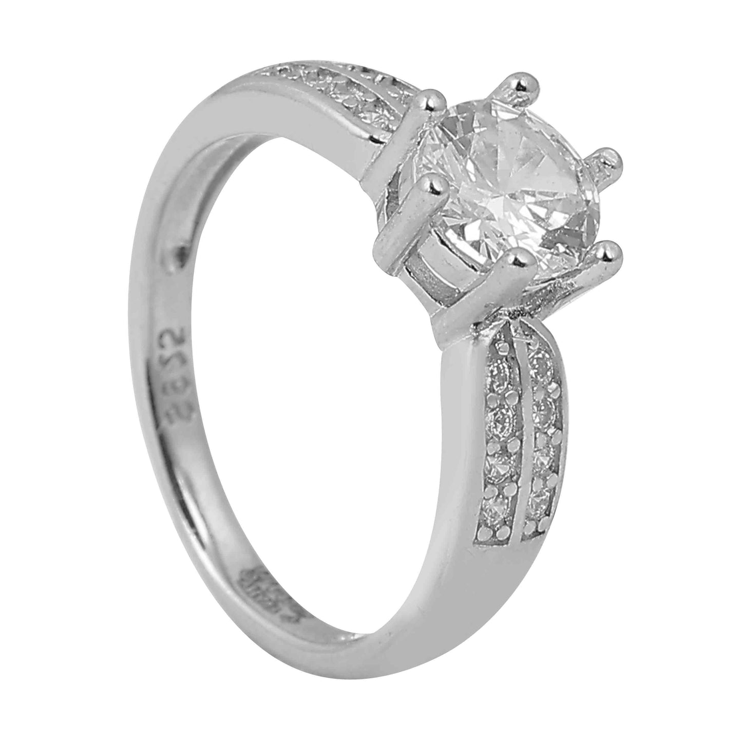 Aryna Classic Solitaire Sparkle Silver Ring