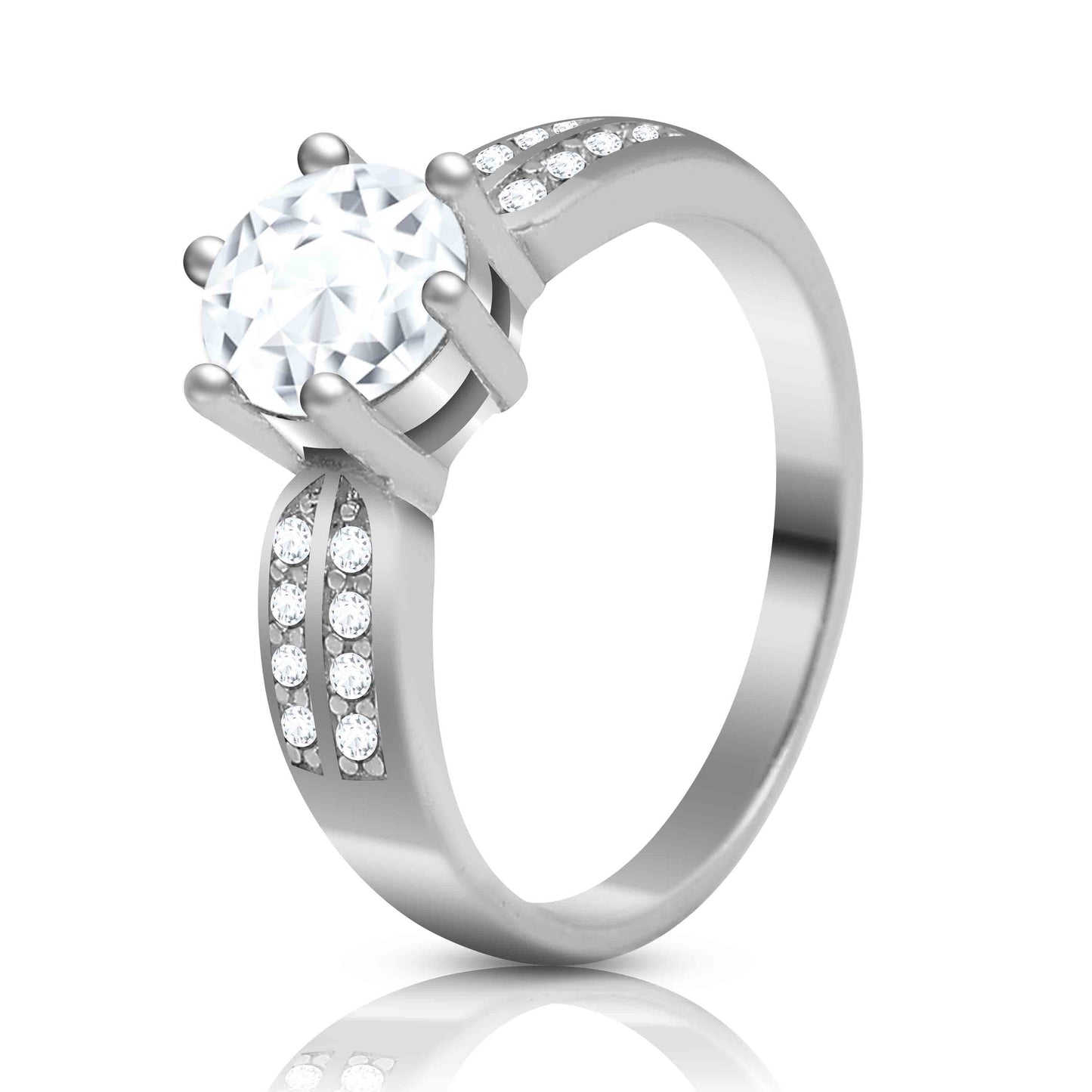 Aryna Classic Solitaire Sparkle Silver Ring