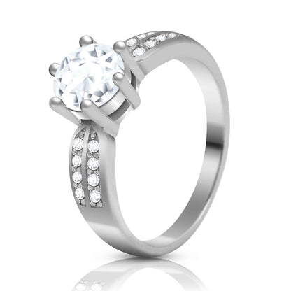 Aryna Classic Solitaire Sparkle Silver Ring