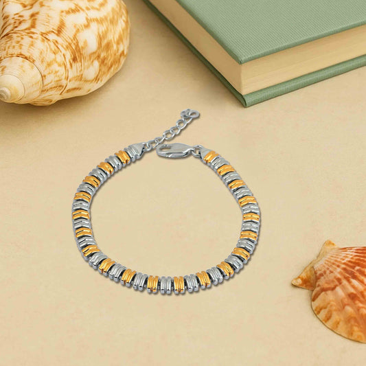 Aryna Dual Tone Segment Silver Bracelet