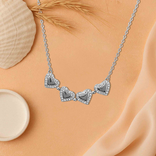 Aryna Secret Heart Clover Silver Chain Pendant