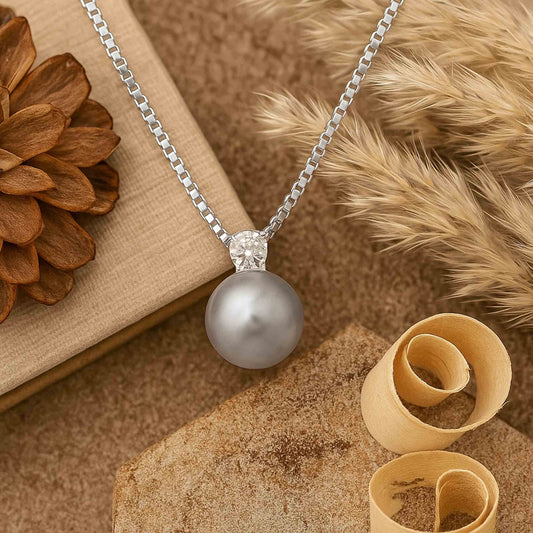 Aryna Classic Pearl Drop Silver Chain Pendant