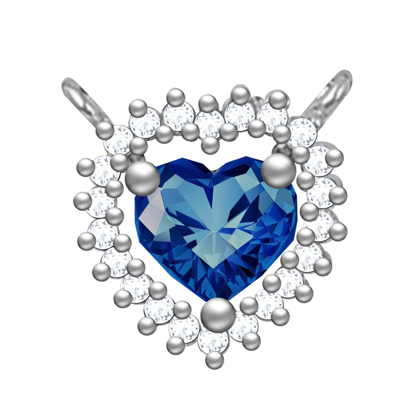 Aryna Dazzling Blue Heart Silver Chain Pendant