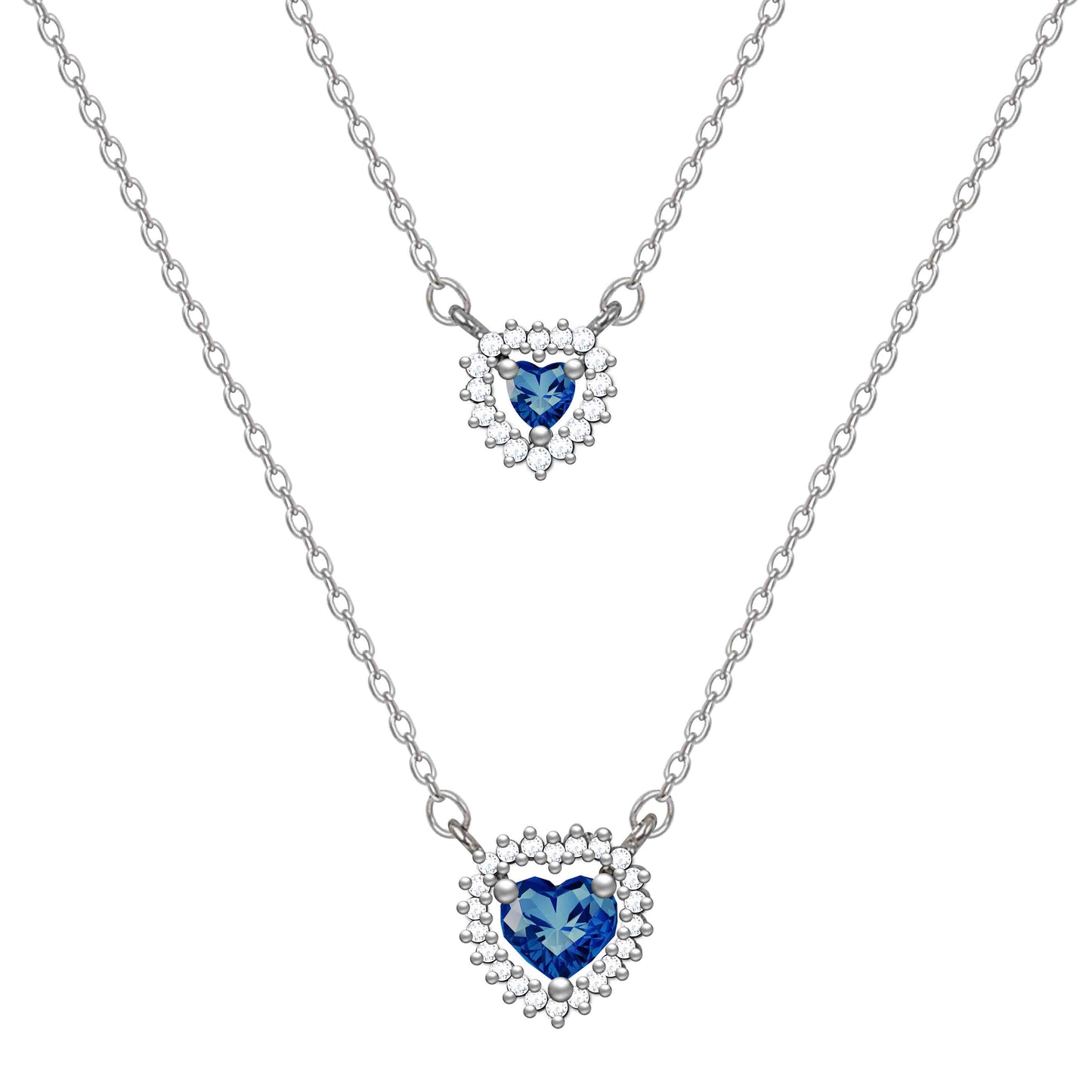 Aryna Dazzling Blue Heart Silver Chain Pendant