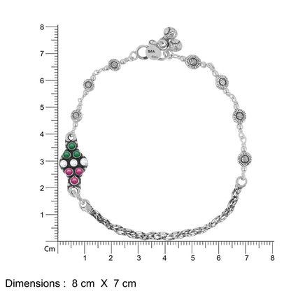 Aryna Chromatic Cascade Silver Anklet
