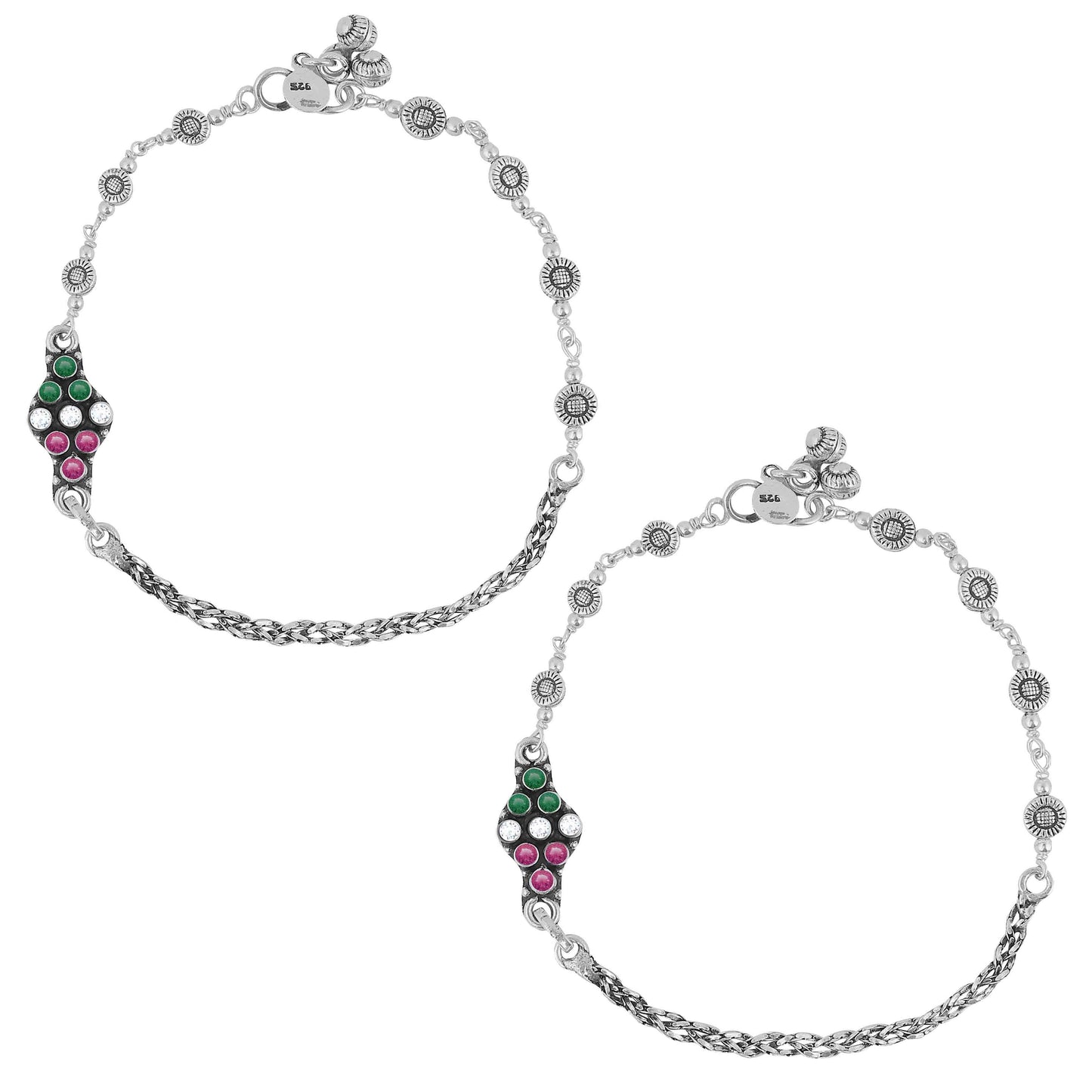 Aryna Chromatic Cascade Silver Anklet