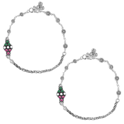 Aryna Chromatic Cascade Silver Anklet