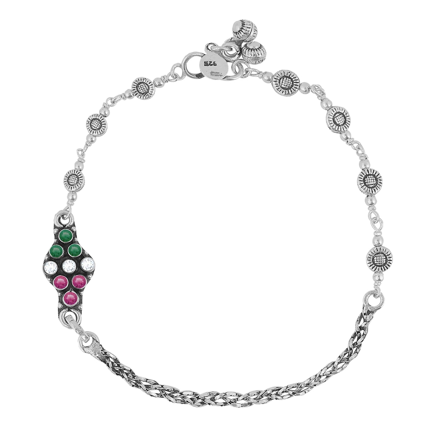 Aryna Chromatic Cascade Silver Anklet