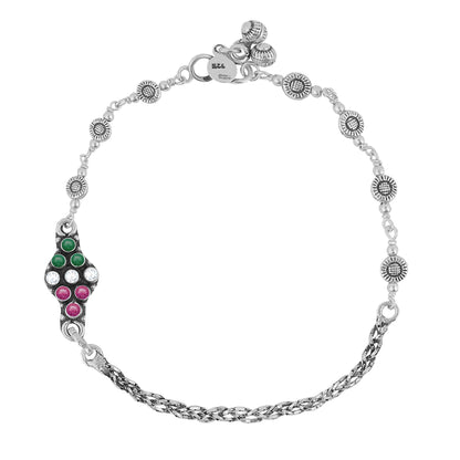 Aryna Chromatic Cascade Silver Anklet