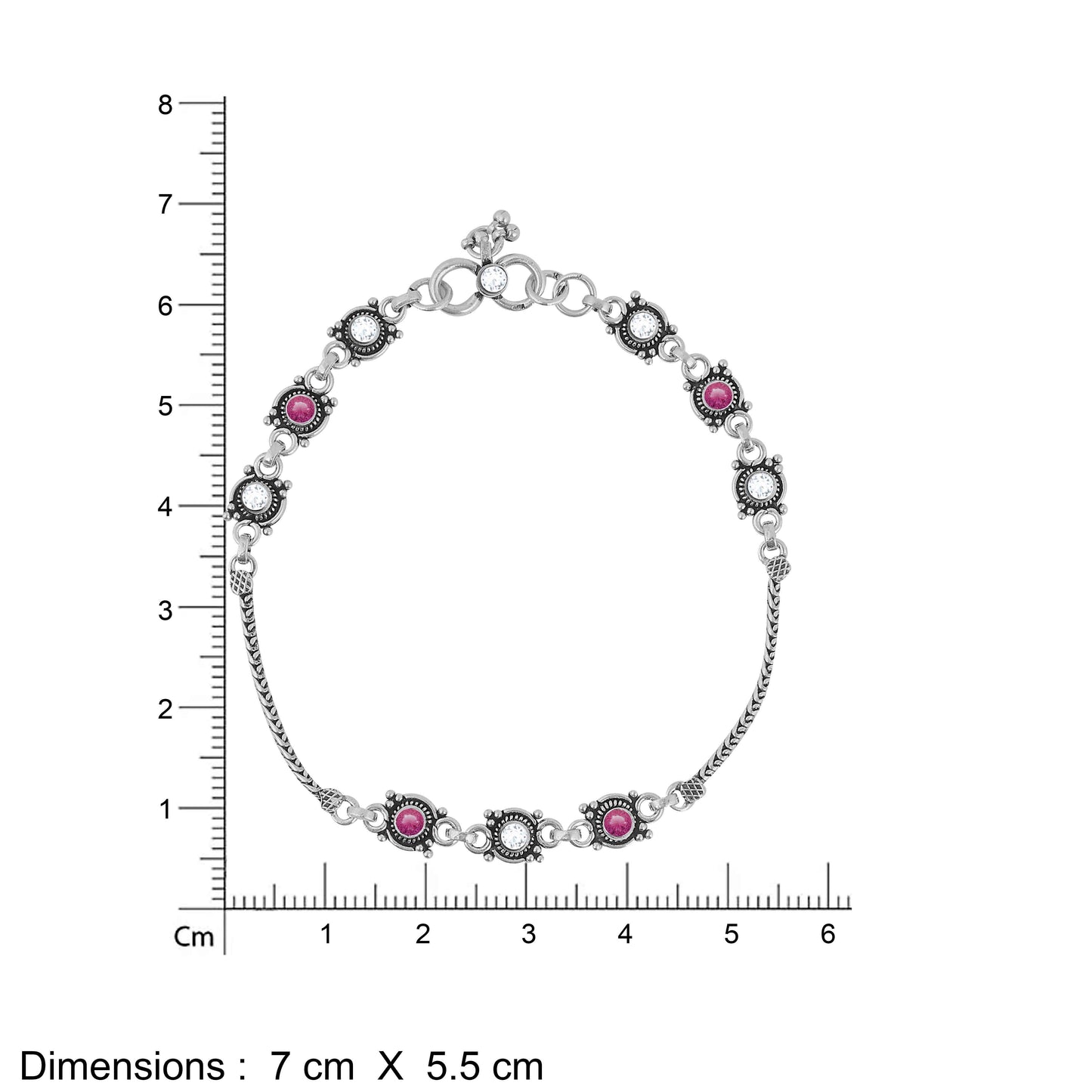 Aryna Crimson Bloom Silver Anklet