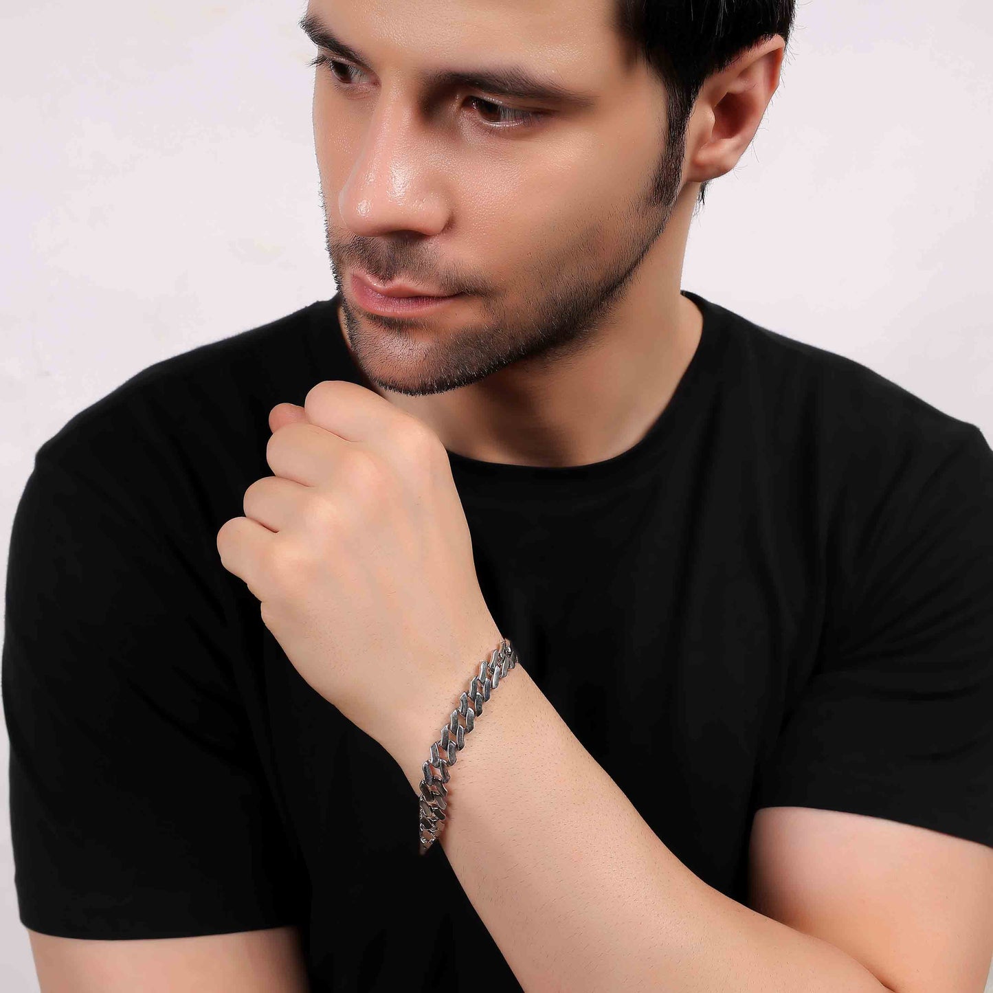 Aryna Iced Out Cuban Link Silver Men's Bracelet