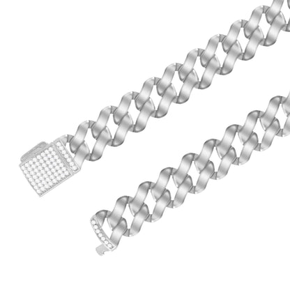 Aryna Iced Out Cuban Link Silver Men's Bracelet