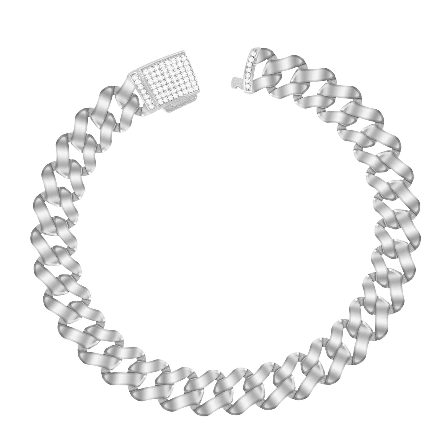 Aryna Iced Out Cuban Link Silver Men's Bracelet
