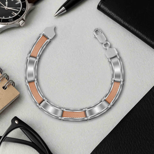 Aryna Modern Fusion Silver Men's Bracelet