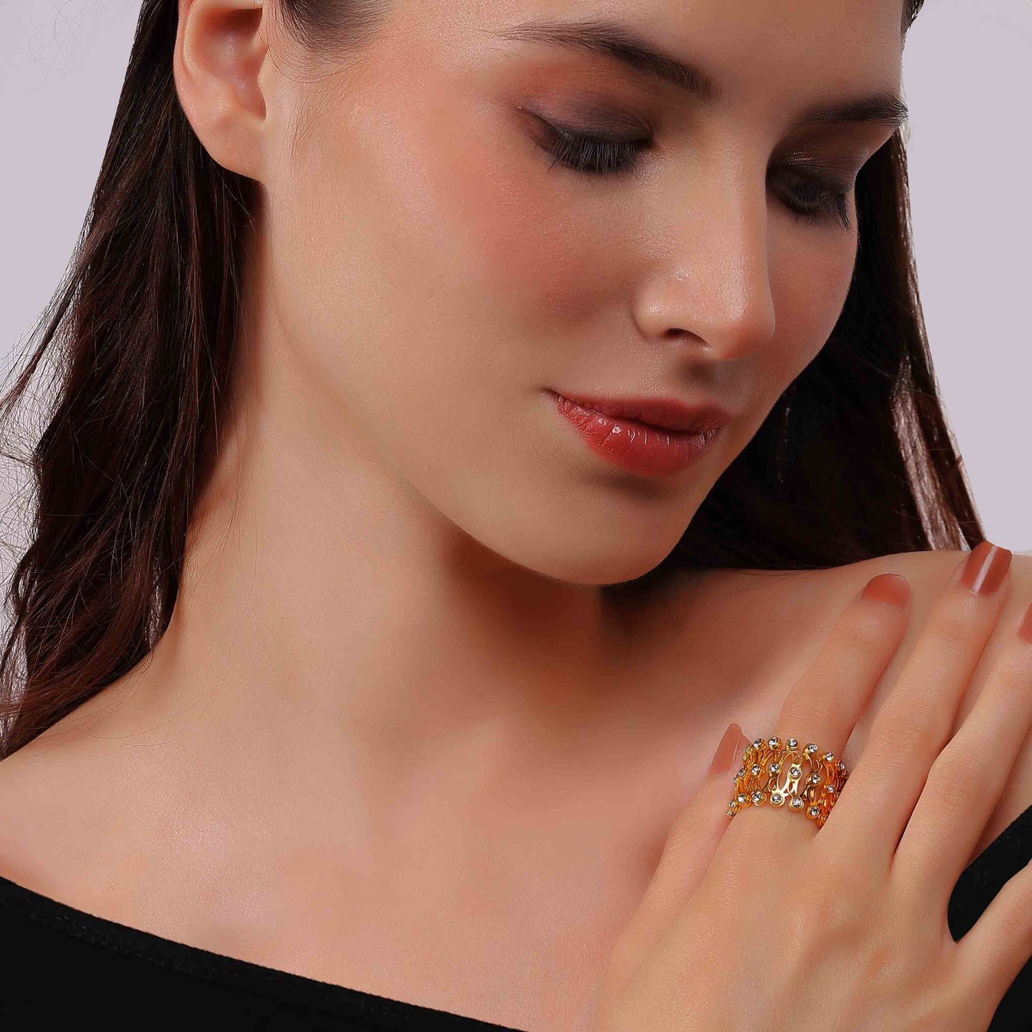 Aryna Gilded Embrace Ring Cum Bracelet
