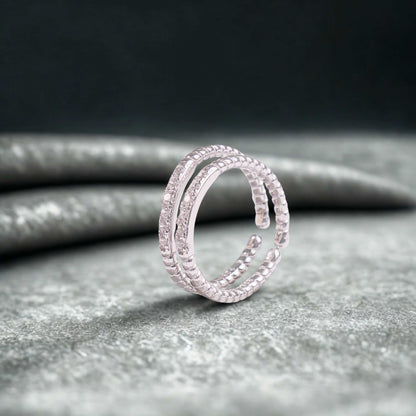 Double Band Pav̩ Sterling Silver Toe Rings