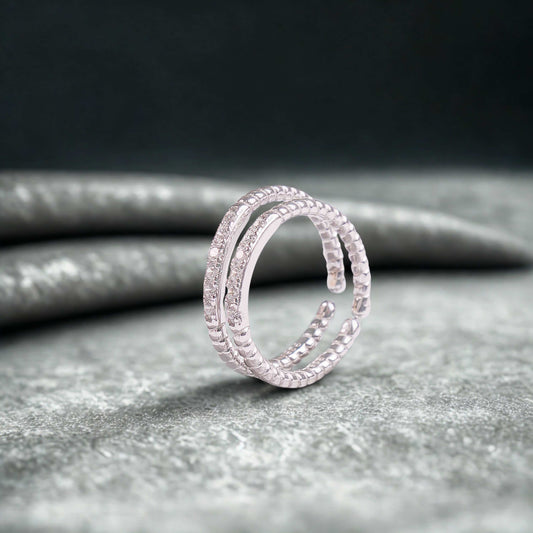 Double Band Pav̩ Sterling Silver Toe Rings