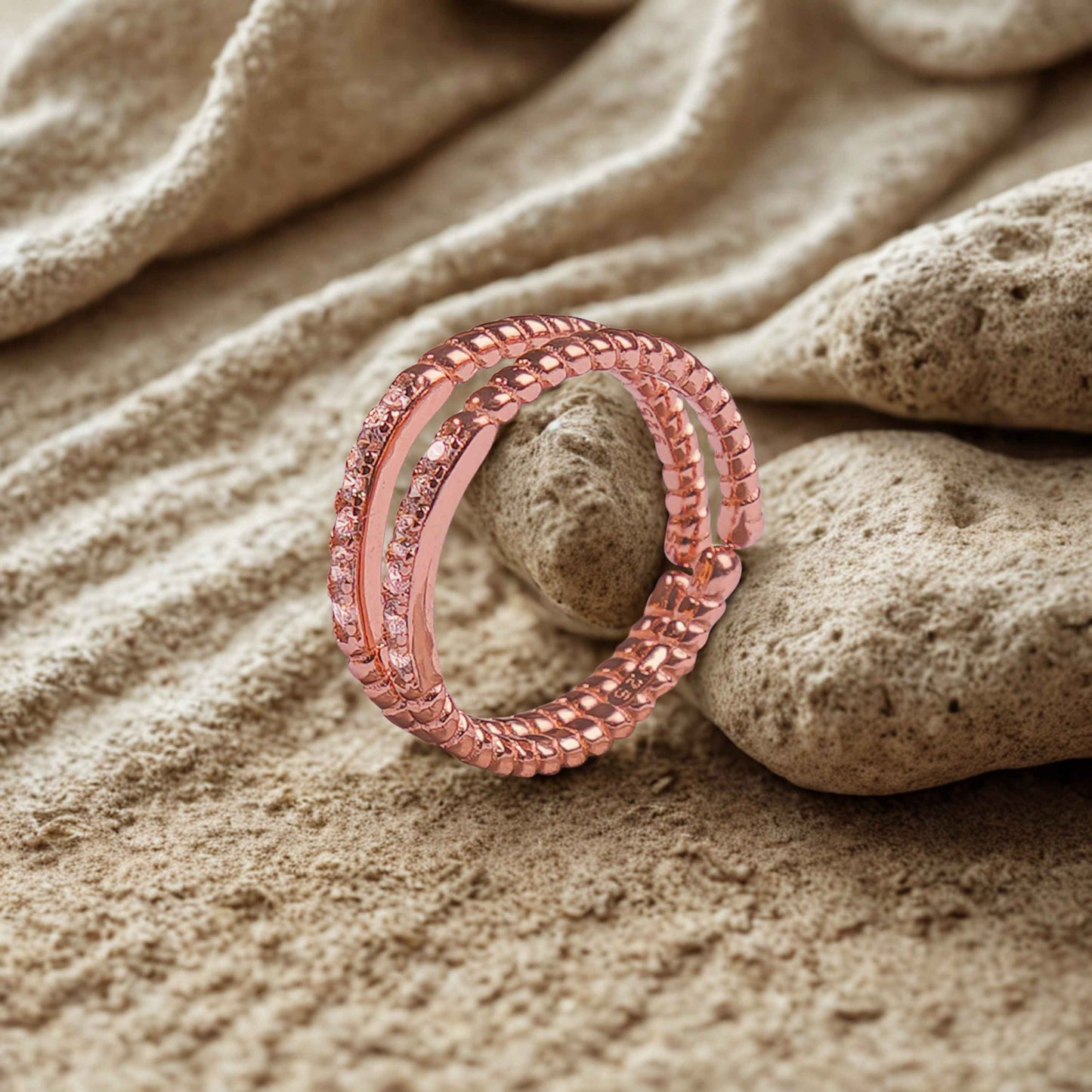 Double Band Pav̩ Sterling Silver Toe Rings