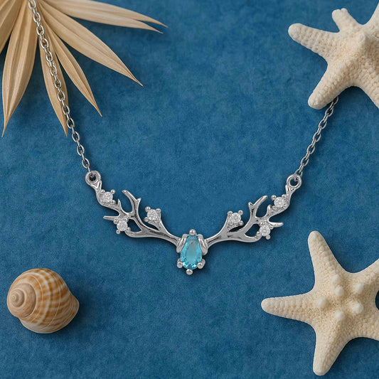 Aryna Elara Blue Silver Chain Pendant