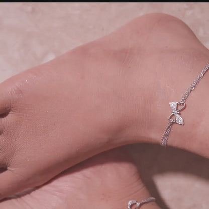 The Bow Sparkle Silver Payal