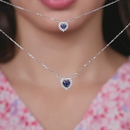Aryna Dazzling Blue Heart Silver Chain Pendant