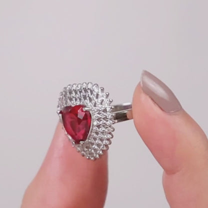 Aryna Geometric Heartburst Silver Ring