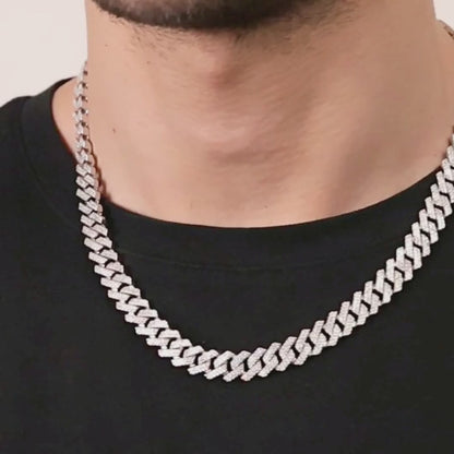 Aryna Iced Out Pave Cuban Silver Men's Chain