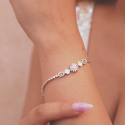 Floral Sparkle Silver Bracelet