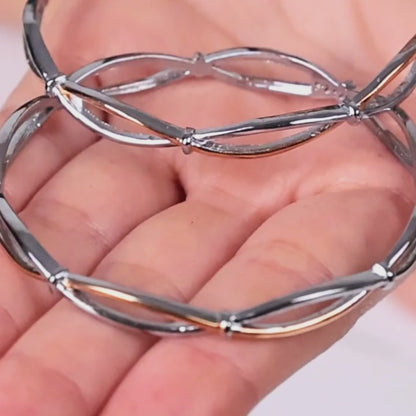 Aryna Dual Tone Knot Silver Bangle