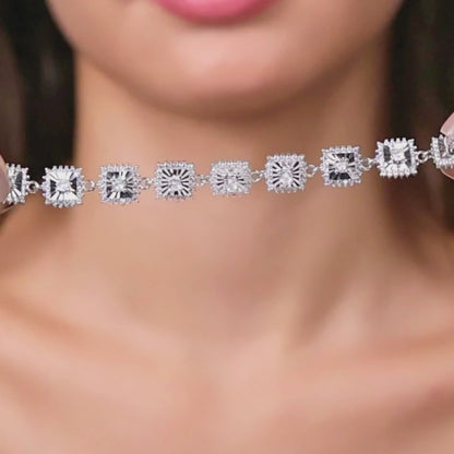Aryna Shimmering Square Link Silver Bracelet